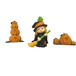 Shelly's Pumpkin Patch Halloween Figurine Set Witch & Pumpkins 2005 Lot 3
